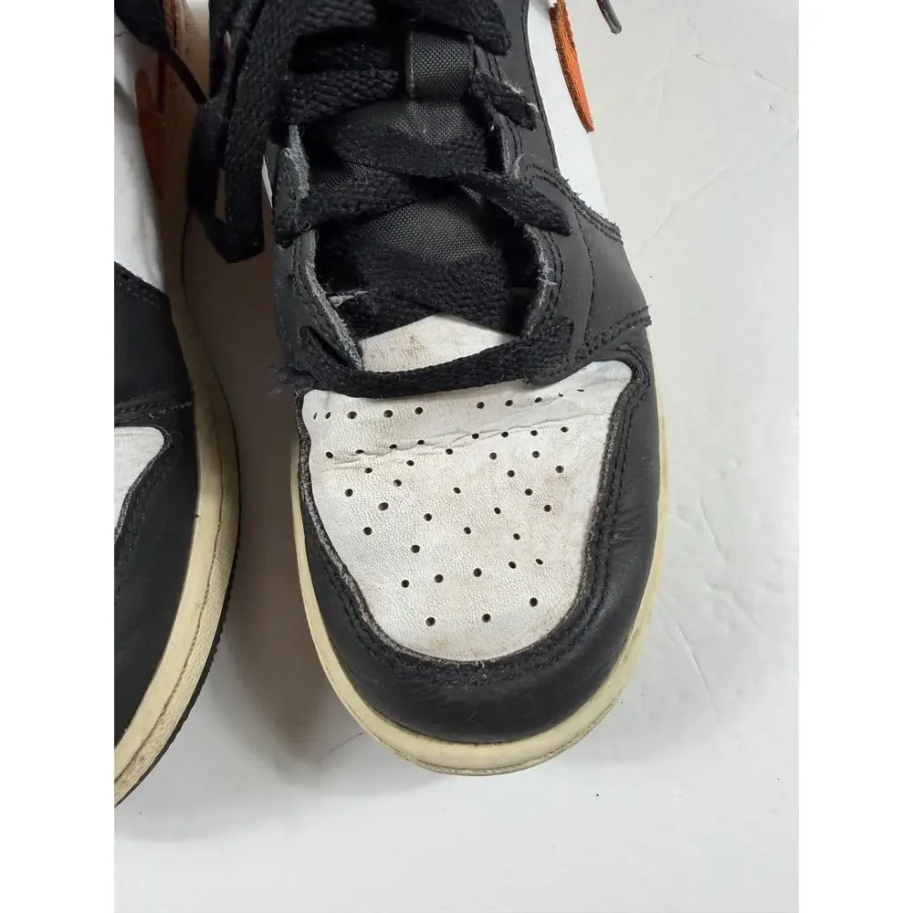 Nike Air Jordan 1 Mid SE Black White Orange High Top Sneakers Size 5 youth